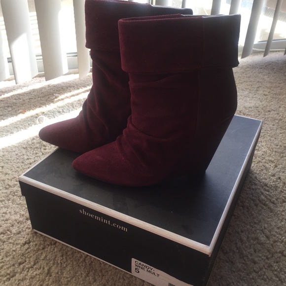 Like New - Shoemint Candy Wedge Bootie in Wine - Picture 2 of 7